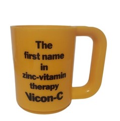 Glaxo Vicon-C Zinc Advertising Pharmaceutical MUG Plastic Yellow Sterilite