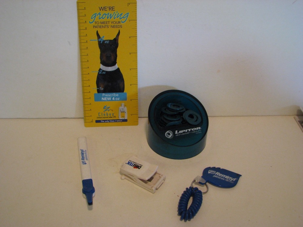 drug rep promotional items LOT OF 5 LIPITOR REMINYL CLOBEX DIGITEK