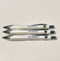 BEXTRA CELEBREX PHARMACEUTICAL REP PEN WHITE CHROME POCKET CLIP LOT OF 3