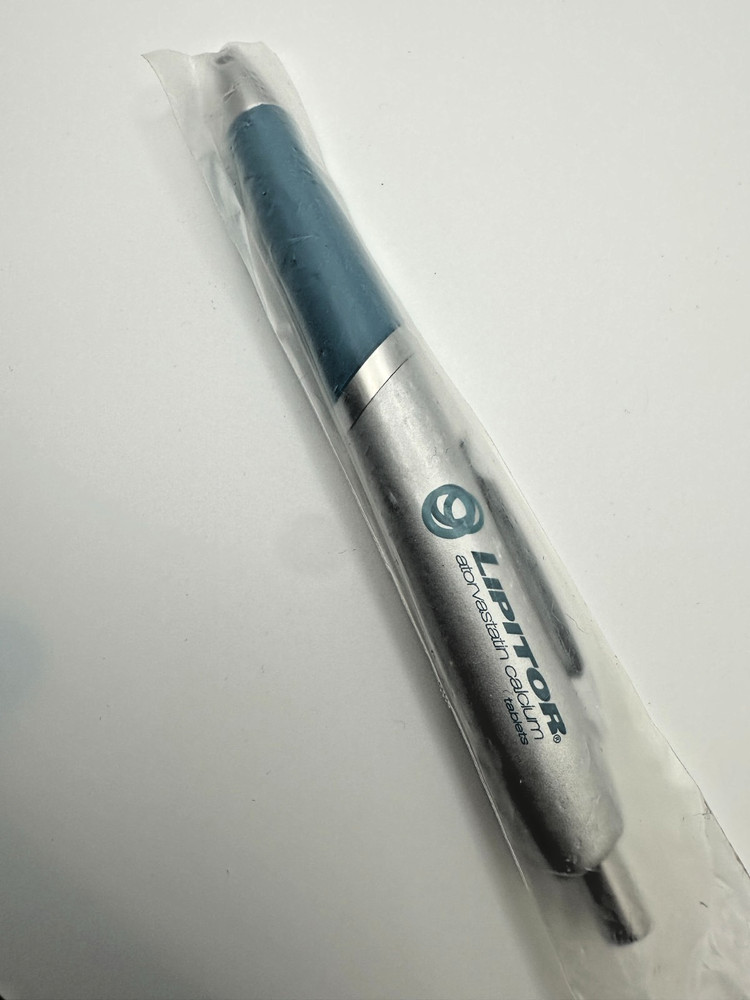 Vintage Lipitor Atorvastatin Calcium Promo Ballpoint Pen Pharma NOS Metal Click