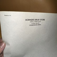 Horner’s Drug Store Chambersburg PA 1920s Letterhead 3‑Digit Phone 50+ Sheets