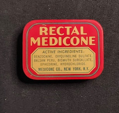 New Old Stock Medicine Tin Rectal Medicone Suppository Medicone Co New York