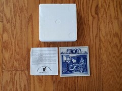 BLUE DELFT SCHOONHAVEN HOLLAND HANDMADE PILL TILE 1990 BURROUGHS WELLCOME CO.