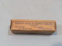 Vintage NOS Foley’s Cold & Grippe Tablets, Qty 3, Original Boxes w/Contents