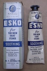 1930’s-40’s ESKO SOOTHING Skin Lotion BOX & TUBE ~ W.F Severa, CEDAR RAPIDS, IA.