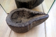 Old Stone Mortar Oil Lamp India Carved Stone