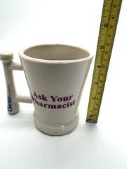 CLARITIN Mortar & Pestle Coffee Cup Mug “Ask Your Pharmacist” Advertising VTG