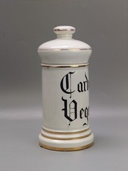 Antique Ceramic Apothecary Chemist Storage Jar Carbon Vegetal