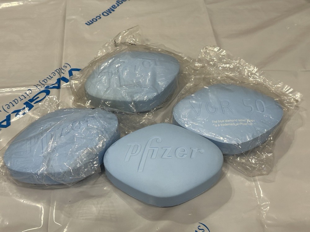 RARE Pfizer Viagra FOUR Blue Pill promotional Stress balls Pharmaceutical