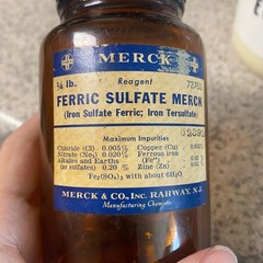 Vintage Ferric Sulfate Bottle Merck Amber Glass Rahway NJ Dark Academia Decor