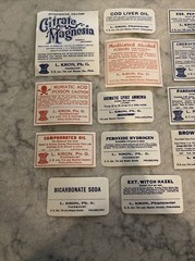 Lot 24 Antique Medicine Bottle Labels Opium, Poison – L. Kron Ph. G. Phila.