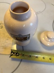 ELI LILLY CERAMIC GUM ARAB APOTHECARY JAR – 8.5” With Lid, Includes Paper