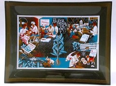 Squibb Drug Vtg ’50s Promo Black Glass Tray Rauwolfia Root India Raudixin Color