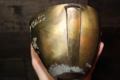 Vintage Brass Mortar Wood Pestle Secundum Artem Pharmacy Class 1969 Schering RX