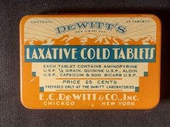 Old Empty Medicine Tin DeWitt’s Laxative Cold Tablets EC DeWitt Chicago New York