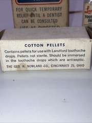 Nowland’s Langford Toothache Kit Vtg Box Bottle Cotton Pellets