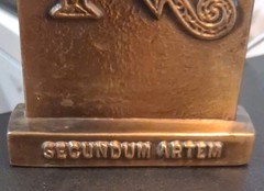 Pharmacy Brass 5 Inch Paperweight „SECUNDUM ARTEM“ Tinactin Advertising 1976