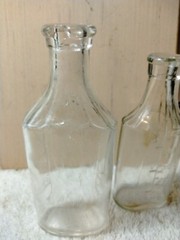 Pair Of Vintage Rectangular Bottle, Clear Glass, Medicine or Pharmacy