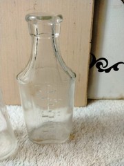 Pair Of Vintage Rectangular Bottle, Clear Glass, Medicine or Pharmacy
