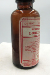 1950’s Eli Lilly Tincture Lobelia Indianapolis 5 1/4 Amber Medicine bottle