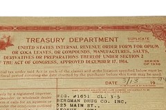 Vintage 1944 U.S. Treasury Narcotics Order Form Opium Coca Leaves Duplicate