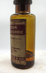 BW – 1920’s Parke, Davis & Co Detroit Mich Boroglyc 6 3/4″ Amber Medicine bottle