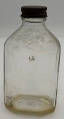 Vtg. Clear Glass SQUIBB 8 Side Medicine Pharmacy DESIGN Bottle USA