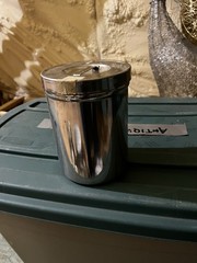 Vintage Stainless Steel Medical Canister / Container 6.75 X 4.75” with Lid