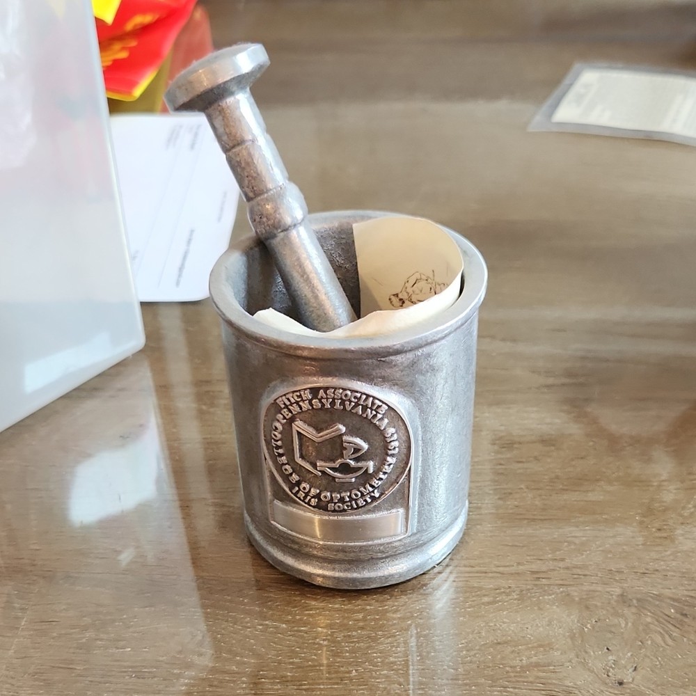 Pennsylvania Pharmaceutical Society Pewter Mortar & Pestle Collectible