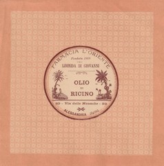 EGYPT-ITALY old Rare Label Sticker FARMACIA L’ORIENTE Italian Pharmacy 1920s