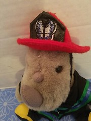 RHINOCORT AQUA ALLERGY NOSE SPRAY ADVERITSEMENT MASCOT FIREMAN PLUSH DOLL FIGURE