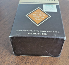 Vintage NOS Dentu-Grip 2.5oz tin with original Box by Block Drug Co.