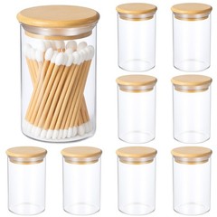 Dimeho 10 Pack Glass Apothecary Jars with Lids Holder Bathroom Canisters Rest…