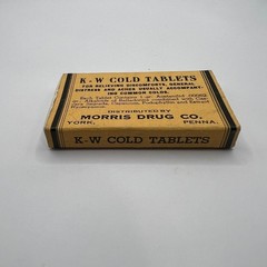 Vintage KW Cold Tablets Empty Box Morris Drug Co. Pill Cardboard