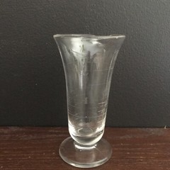 1940’s Mortar Pestle Clear Glass Beaker Apothecary Etched Footed Spout Mixology