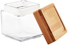 Anchor Hocking 1-Quart Stackable Jars with Bamboo Lids, Set of 4, Clear Glass –