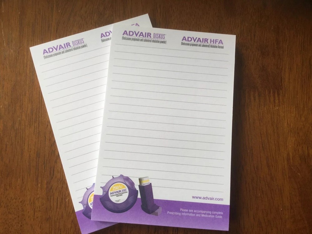Lot Of 2 Vintage Advair Sticky Note Pads Drug Rep Swag Pharmaceutical Advair