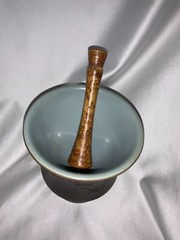 COSMAS & DAMIAN Pharmacy Motar & Pestle Porcelain RX wood Pestle CORICIDIN