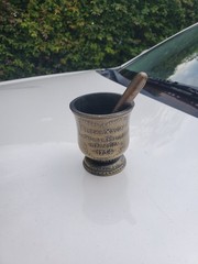 Bronze sister St. Francis Xavier Hebert mortar and pestle schering corp 1985