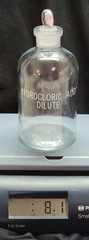 Hydrocloric (Misspelled) Acid Dilute Apothecary Glass & Stopper Vtg Retro KIMAX