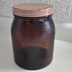 Antique Pharmacy Apothecary Wide Mouth Amber Brown Glass Gallon Jar & Lid RARE