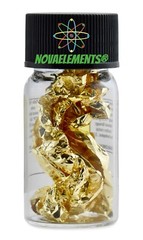Gold metal 99.99% (24K) element 79 Au foil in fulfilled and labeled glass vial