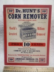 Dr. Hunt’s Corn Remover Vtg Adv Display Poster American Chemical Co. Urbana Ohio