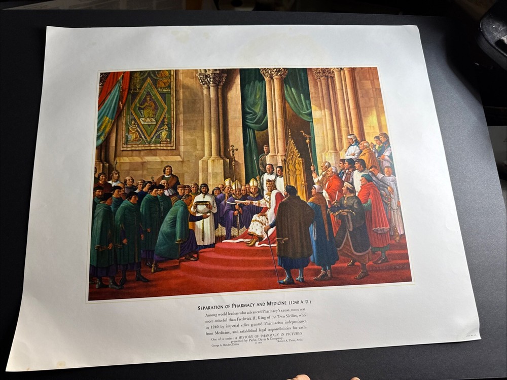 A HISTORY OF PHARMACY IN PICTURES 1954 PRINT#14 Great Gift For Doctor 22″×18″