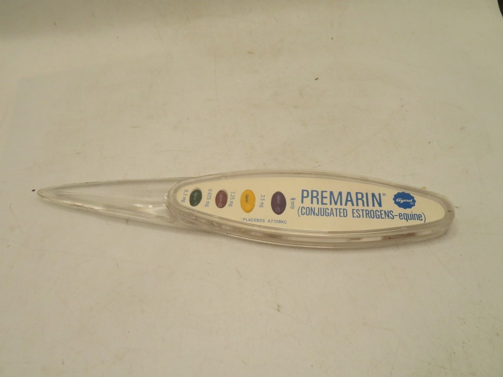 Vintage PREMARIN Drug Advertising Promo Letter Opener 8 in – Acrylic W/ TABLETS