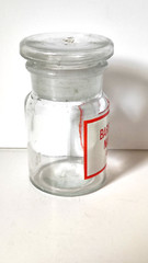 BARBITALUM NATRIUM, Vintage Glass Apothecary Pharmacy Clear Jar, 50 ml, Cap