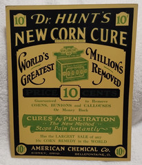 Dr Hunt’s New Corn Cure Vtg Poster American Chemical Co Sidney Bellefontaine Oh
