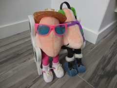 Atrovent Nasal Spray Plush Advertising Promo Giant Noses on Bench Earmuffs Scarf