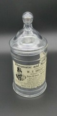 Vintage W.P. SMART & SONS Paste Medicine Glass Apothecary Jar Circus Tent Lid 8″