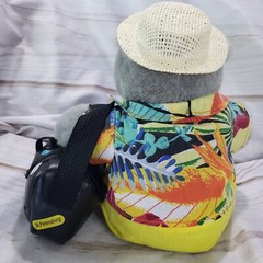 Rhinocort Promotional Plush Rhinoceros Tourist Hawaiian Shirt Has Wear 6 Inch